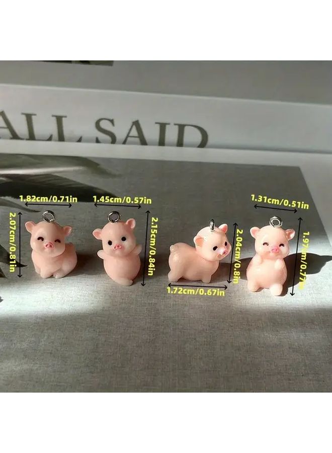 8pcs Assorted Realistic Pig Resin Charms For DIY Jewelry Making - Image 4